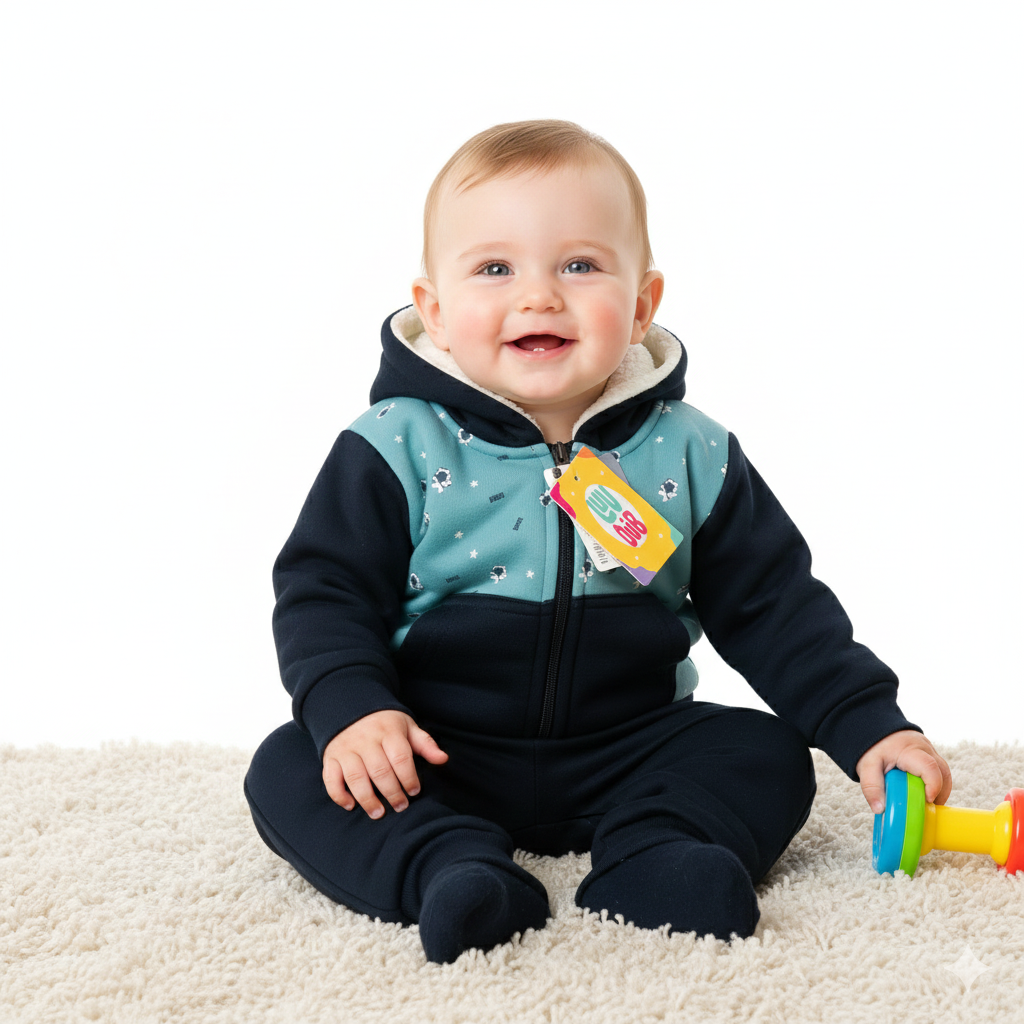 Kids Winter Top-Pajama Set With Hood