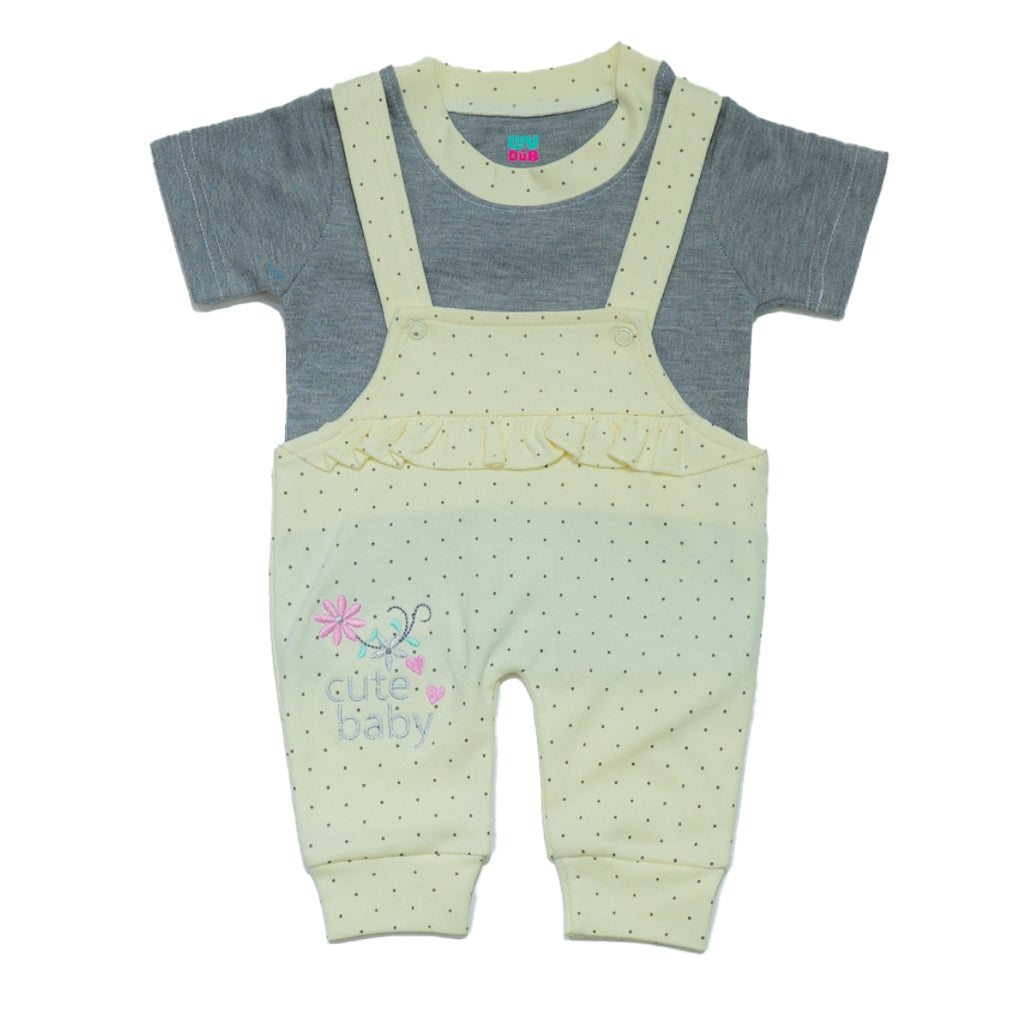 Baby Boys & Baby Girls Cotton Dungaree & T-Shirt Clothing Set