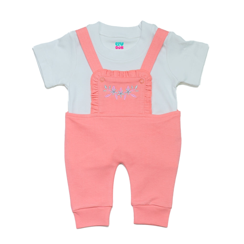 Baby Boys & Baby Girls Cotton Dungaree & T-Shirt Clothing Set