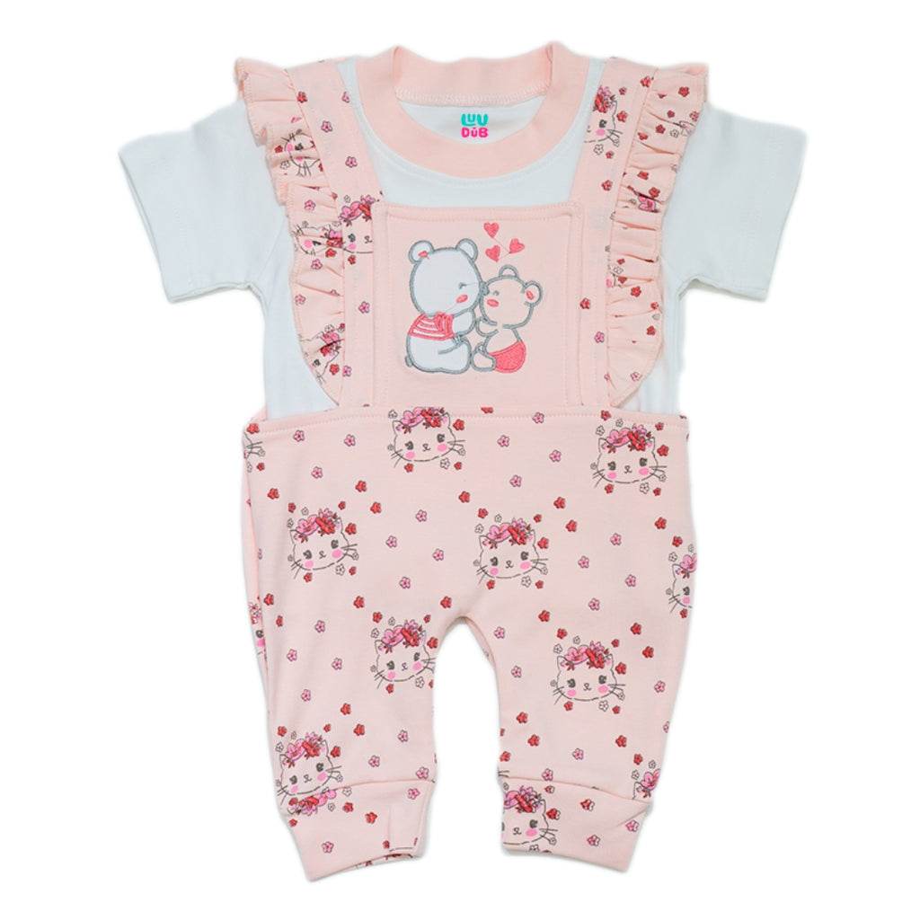Baby Boys & Baby Girls Cotton Dungaree & T-Shirt Clothing Set