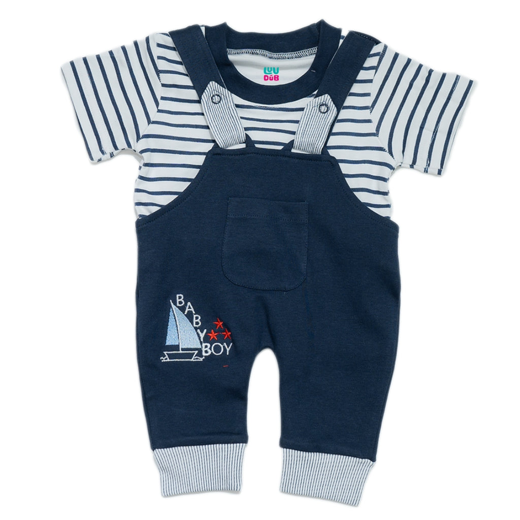 Baby Boys & Baby Girls Cotton Dungaree & T-Shirt Clothing Set