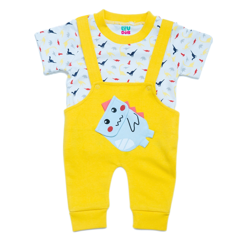 Baby Boys & Baby Girls Cotton Dungaree & T-Shirt Clothing Set