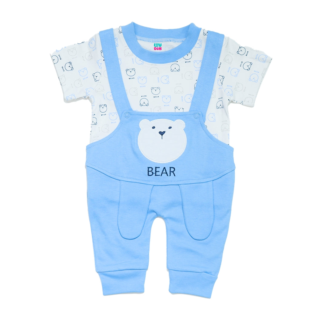 Baby Boys & Baby Girls Cotton Dungaree & T-Shirt Clothing Set