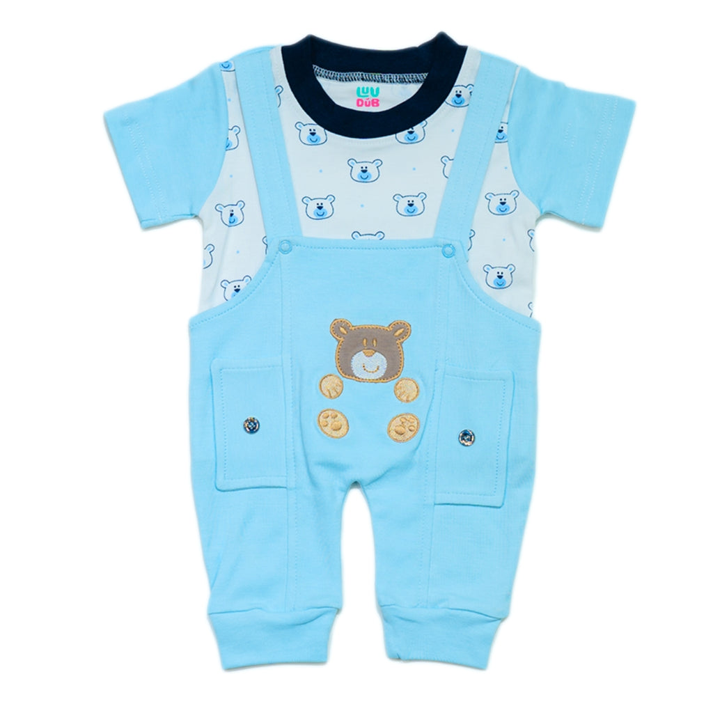 Baby Boys & Baby Girls Cotton Dungaree & T-Shirt Clothing Set