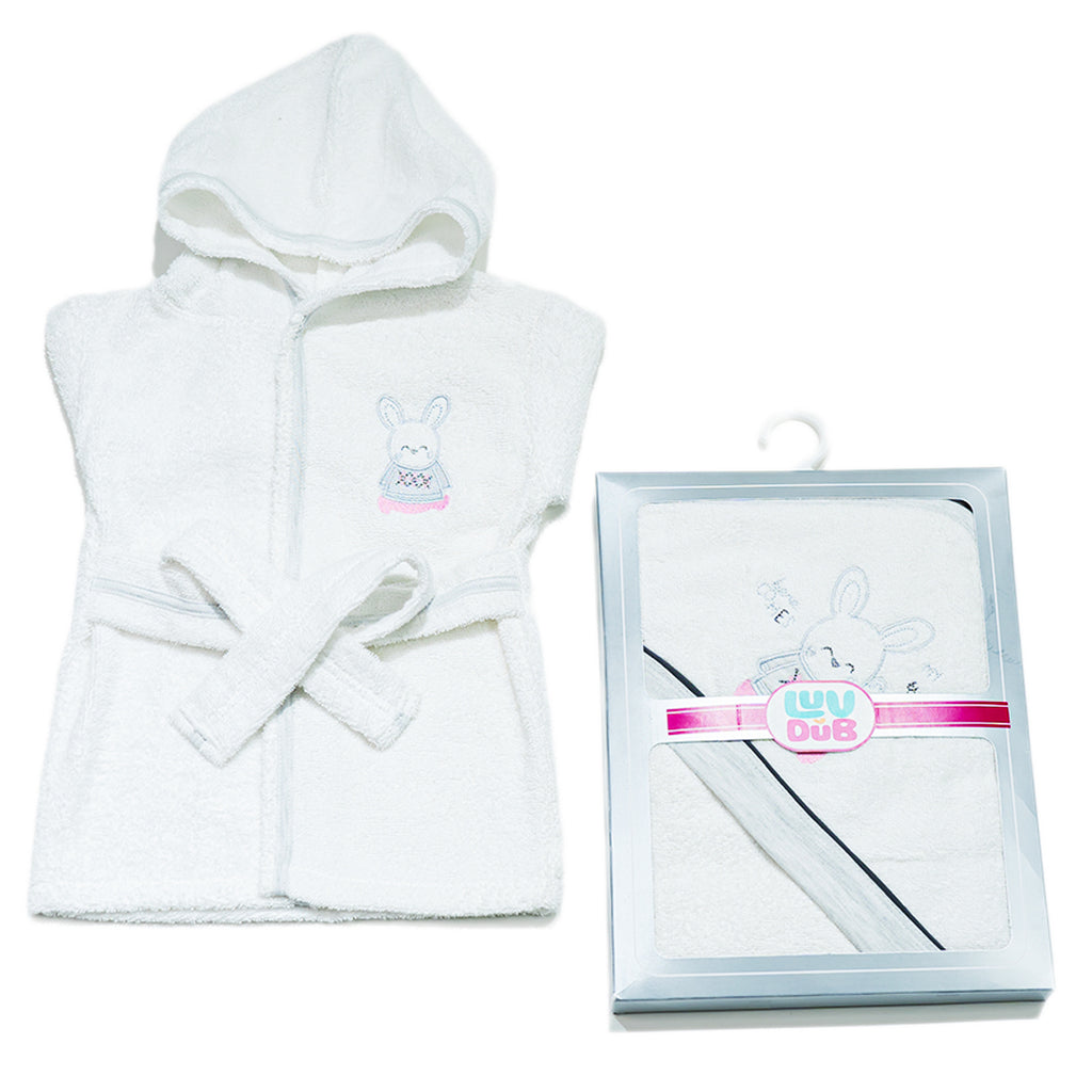 LUV-DUB 100% Cotton Terry Kids Bathrobe &amp; Towel Set | Ultra Soft Plush Hooded Bathrobe for Boys &amp; Girls with&nbsp; Attached Adjustable Belt |