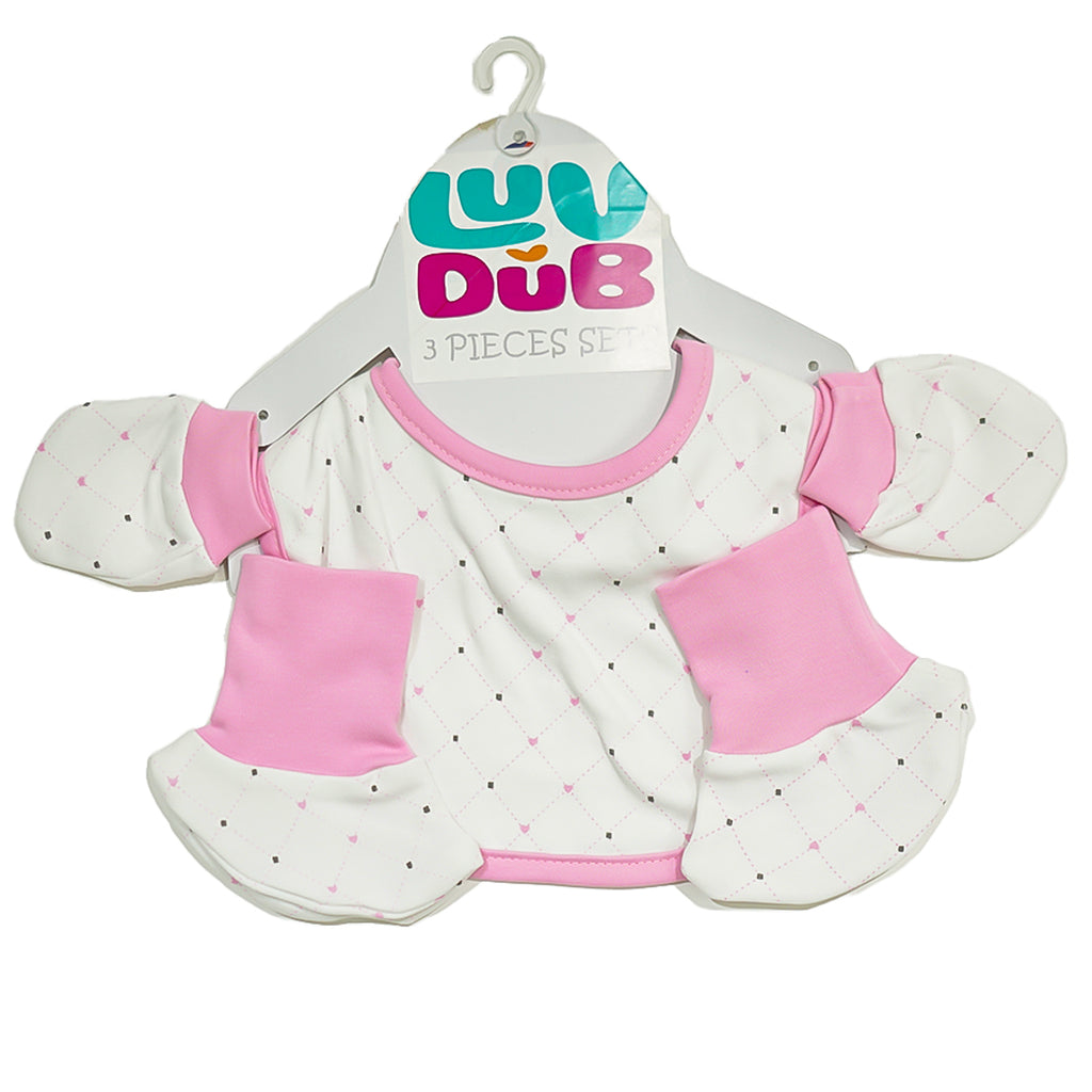 LUV-DUB New Born Baby Mitten Gloves Bib & Booty and BIB Set Mix | Mitten Booty Set