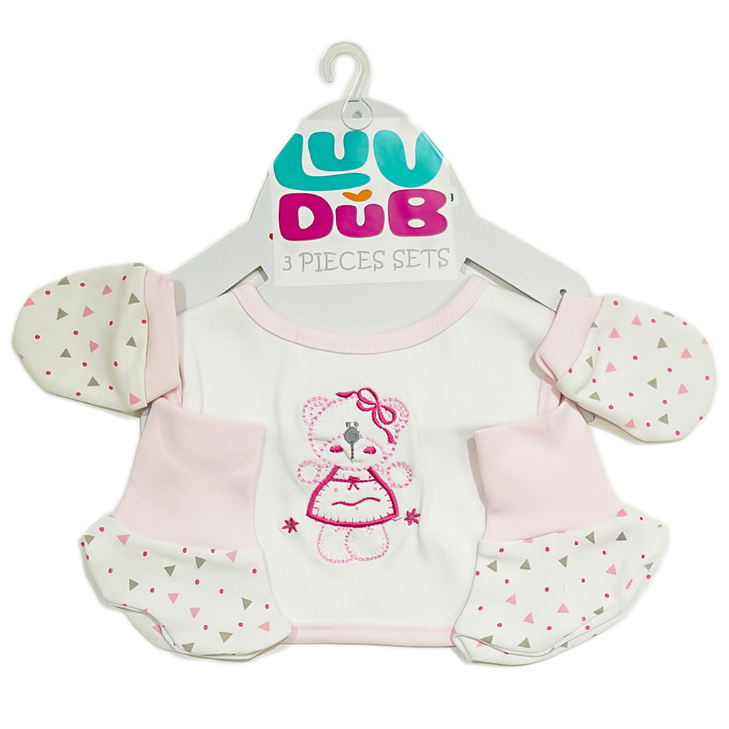 LUV-DUB New Born Baby Mitten Gloves Bib & Booty and BIB Set Mix | Mitten Booty Set