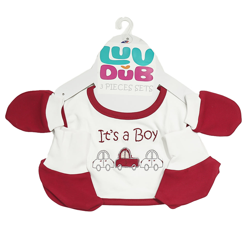 LUV-DUB New Born Baby Mitten Gloves Bib & Booty and BIB Set Mix | Mitten Booty Set